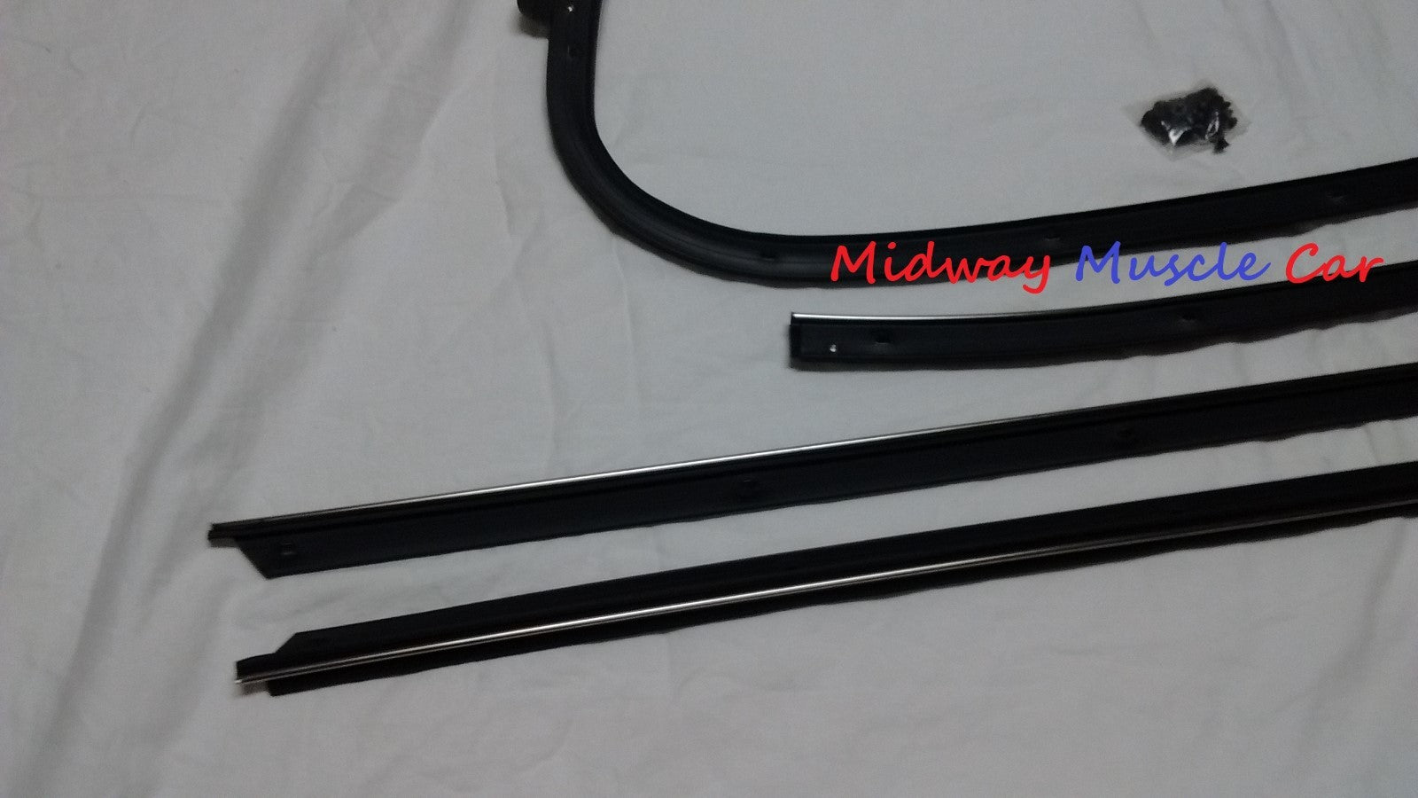 front & rear outer window felt fuzzy sweeps set with screws 68-72 Pontiac GTO