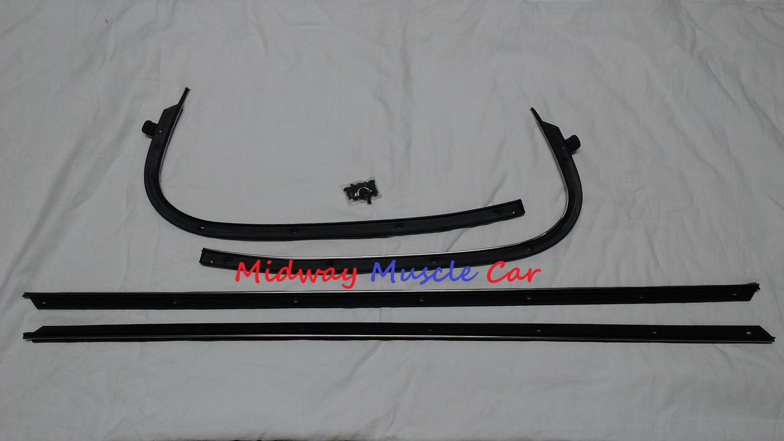 front & rear outer window felt fuzzy sweeps set with screws 68-72 Pontiac GTO
