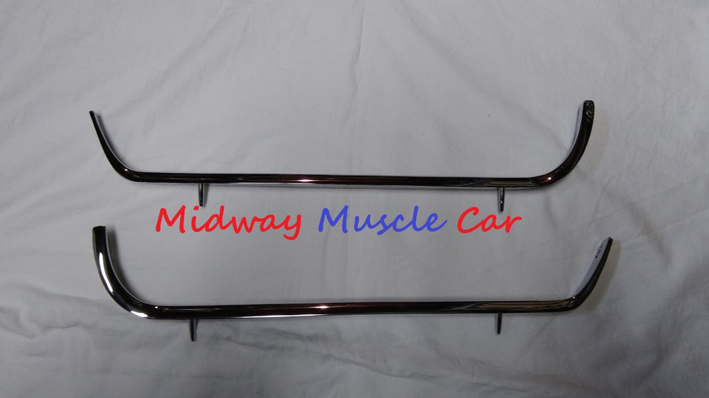 NEW chrome front lower valance panel moldings w/ holes (pr) 1969 69 Pontiac GTO