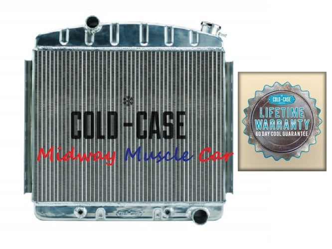 57 Chevy tri-5  Cold-Case performance aluminum radiator   straight 6 front mount