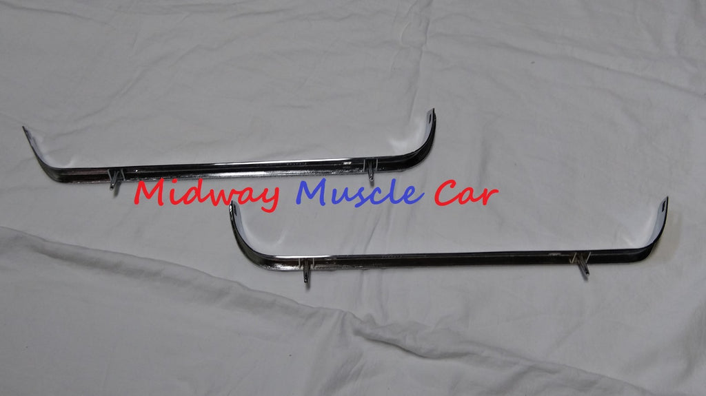 NEW chrome front lower valance panel moldings w/ holes (pr) 1969 69 Pontiac GTO