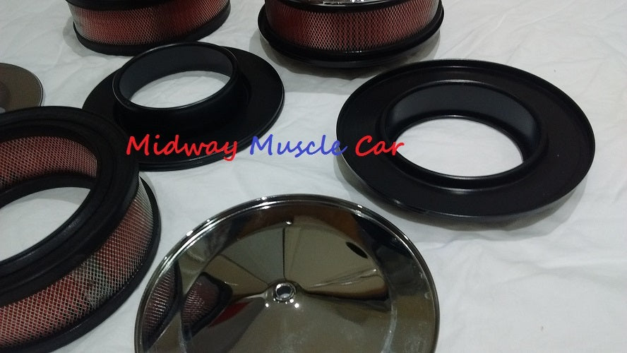 tri-power air cleaner set lid base & hi-flow filter Pontiac GTO Olds Cutlass 442