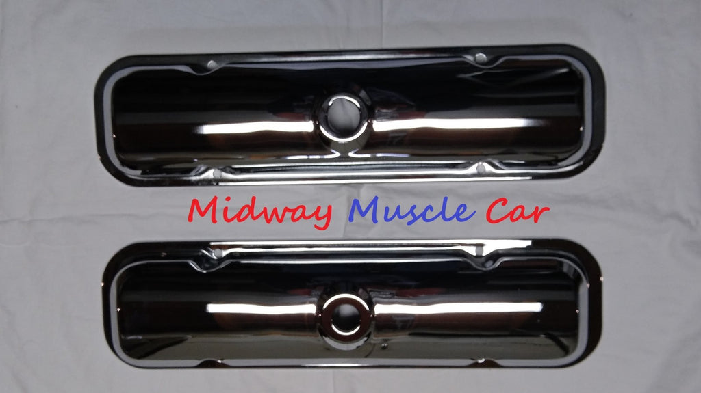 NEW Stock Chrome Valve Covers pr 67-79 Pontiac GTO T/A Firebird 400 455 350 428