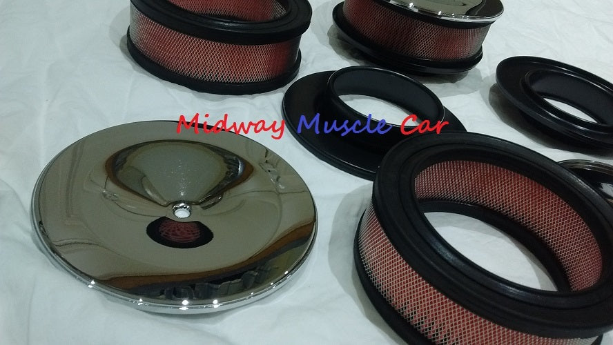 tri-power air cleaner set lid base & hi-flow filter Pontiac GTO Olds Cutlass 442