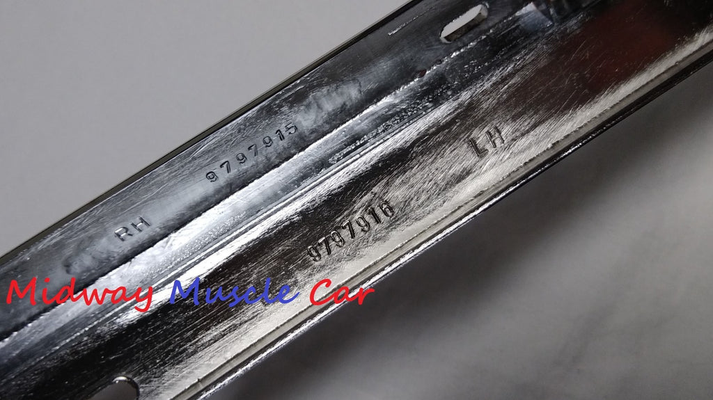 NEW chrome front lower valance panel moldings w/ holes (pr) 1969 69 Pontiac GTO