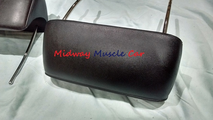 BLACK headrest (pr) 66 67 Chevy Pontiac GTO Chevelle Cutlass 442 GS Impala