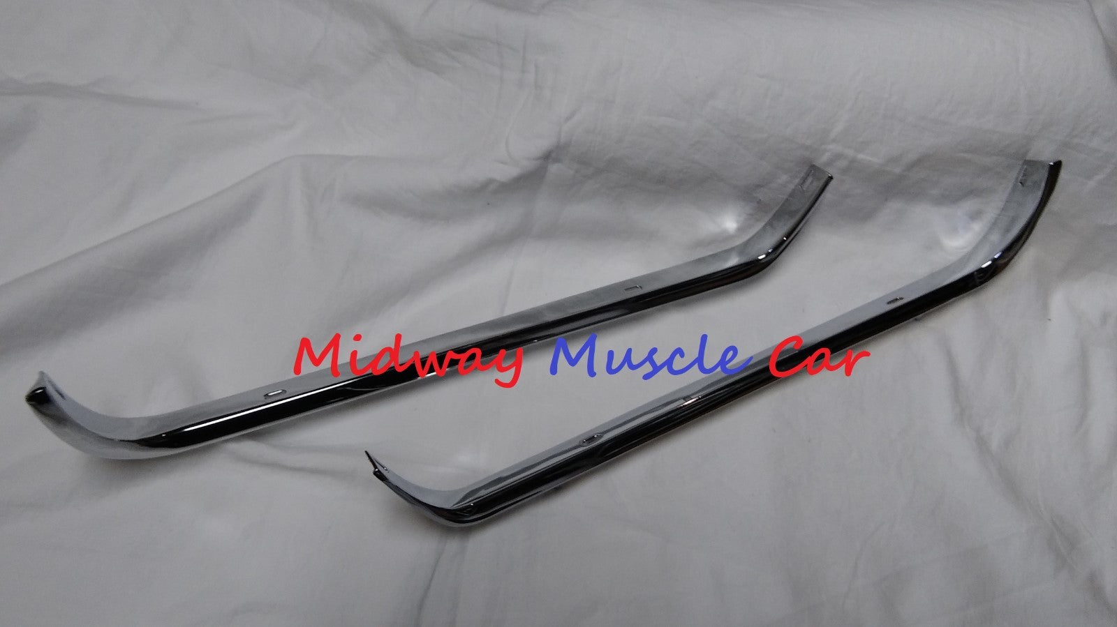 NEW chrome front lower valance panel moldings w/ holes (pr) 1969 69 Pontiac GTO