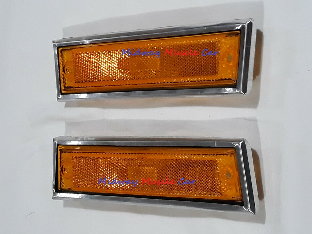 front side marker lens w/ trim pr 81-87 Chevy GMC Pickup Blazer Jimmy C10 C1500