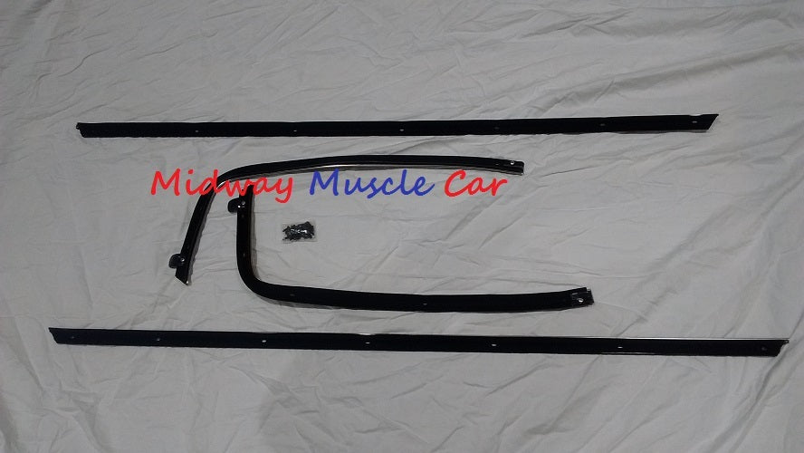 front & rear outer window felt fuzzy sweeps set with screws 70-72 Chevy Chevelle
