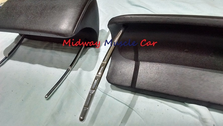 BLACK headrest (pr) 66 67 Chevy Pontiac GTO Chevelle Cutlass 442 GS Impala