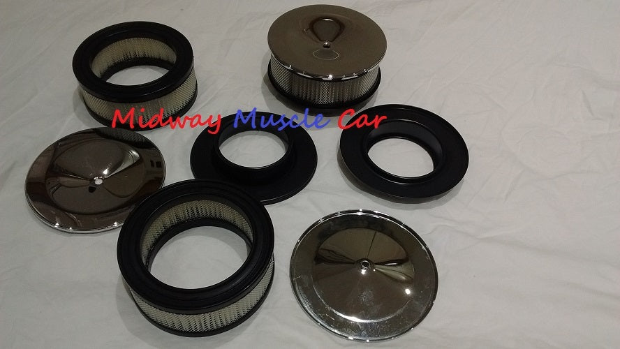 chrome tri-power air cleaner set lid base & filter 64 65 Pontiac GTO Olds 442