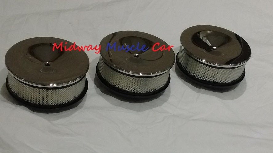 chrome tri-power air cleaner set lid base & filter 64 65 Pontiac GTO Olds 442