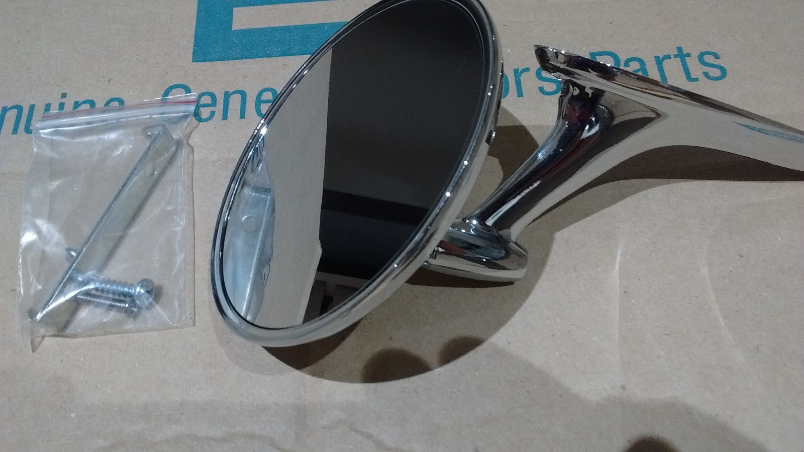 outside round bowtie chevy side view mirror Chevelle Nova Impala GM resto part