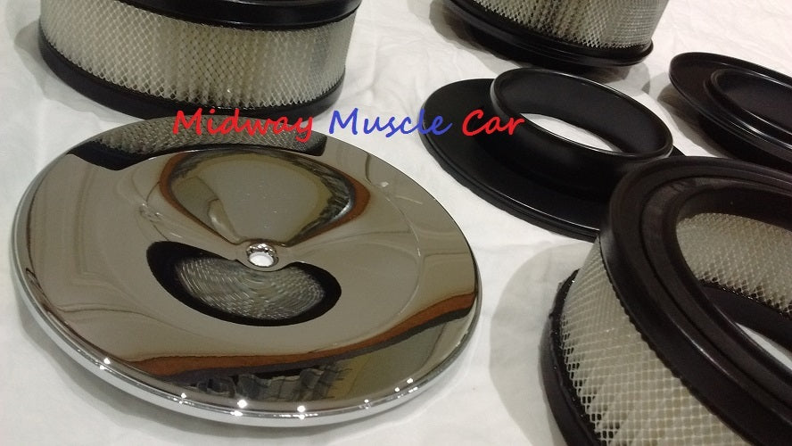 chrome tri-power air cleaner set lid base & filter Pontiac GTO Olds Cutlass 442