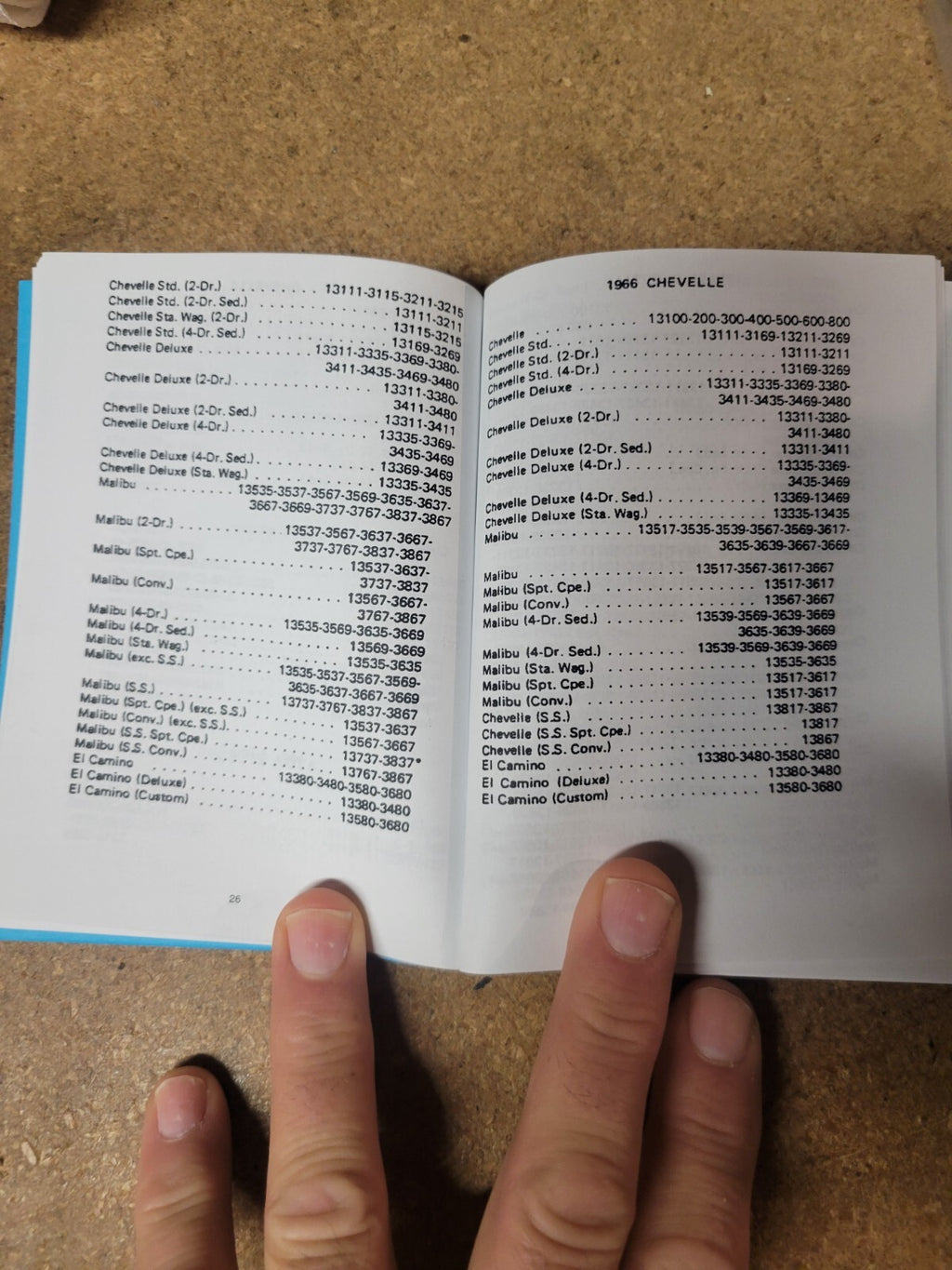 64-72 Chevelle Malibu & El Camino ID reference identification model code book