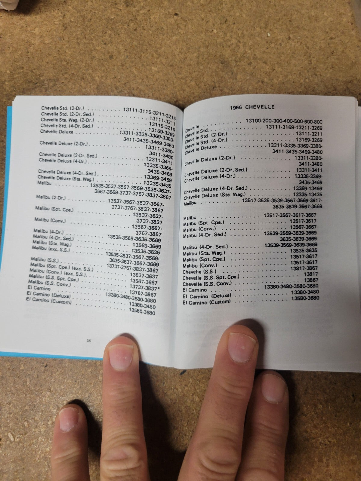 64-72 Chevelle Malibu & El Camino ID reference identification model code book