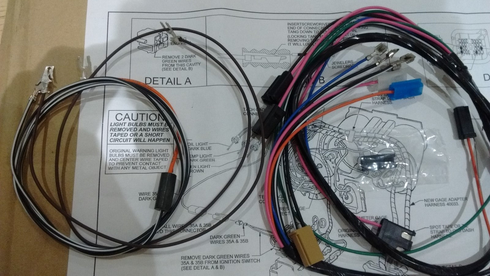 tachometer & dash gauge conversion harness 69 Chevy chevelle malibu tach gauges