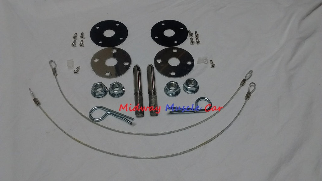 NEW CHROME hood hold down pin kit 64-72 Chevy Camaro GTO Cutlass Chevelle 442 GS