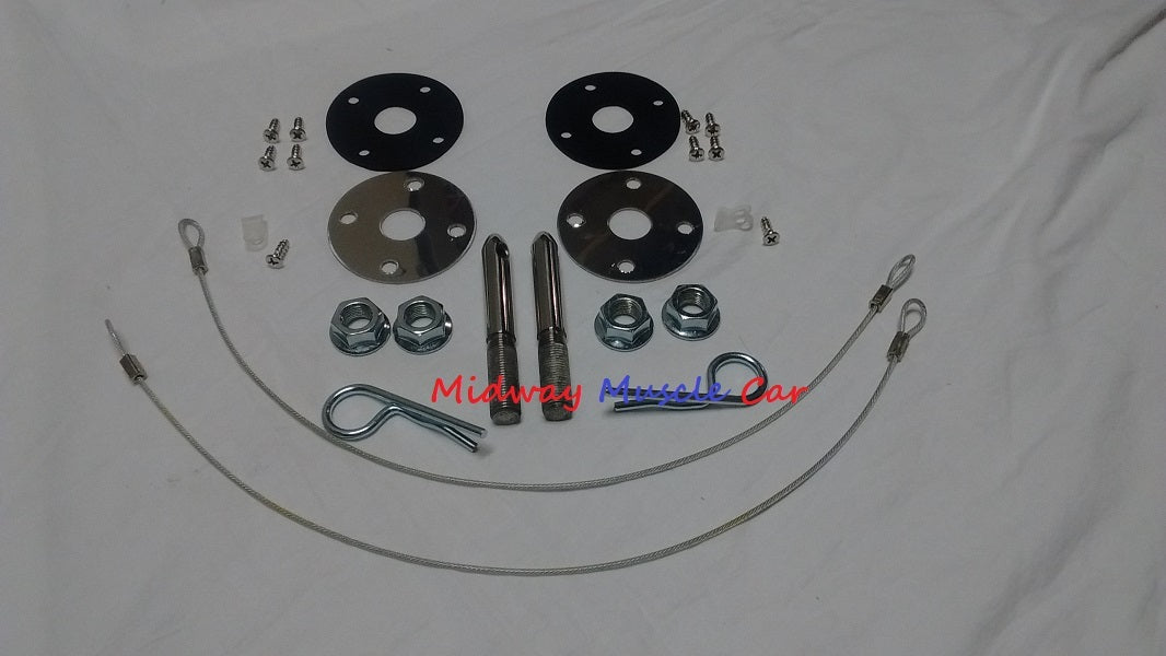 NEW CHROME hood hold down pin kit 64-72 Chevy Camaro GTO Cutlass Chevelle 442 GS