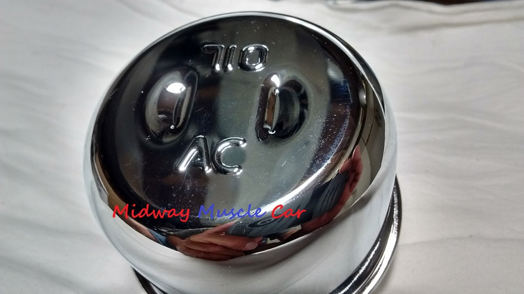 AC chrome twist on valve cover oil cap breather GTO Chevy Camaro Chevelle
