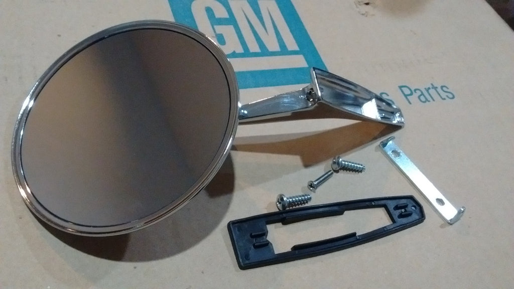 outside round bowtie chevy side view mirror Chevelle Nova Camaro   ribbed base