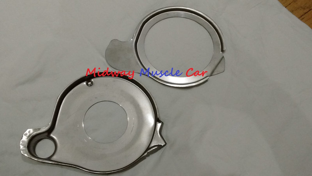 NEW stainless steel water pump plate (pr) 64-68 Pontiac GTO Firebird 421 400 389