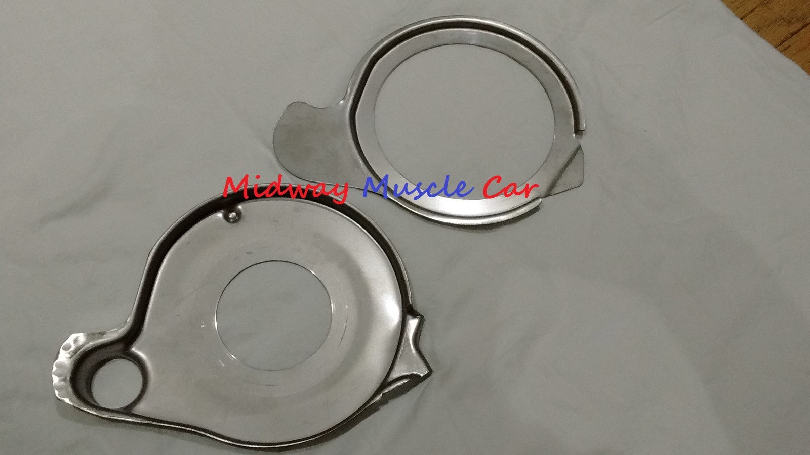 NEW stainless steel water pump plate (pr) 64-68 Pontiac GTO Firebird 421 400 389
