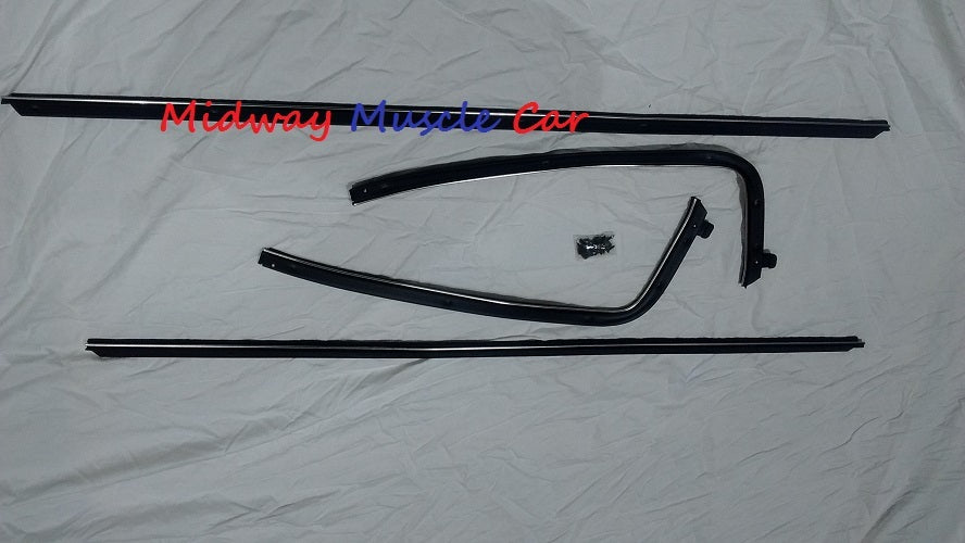 front & rear outer window felt fuzzy sweeps set with screws 70-72 Chevy Chevelle