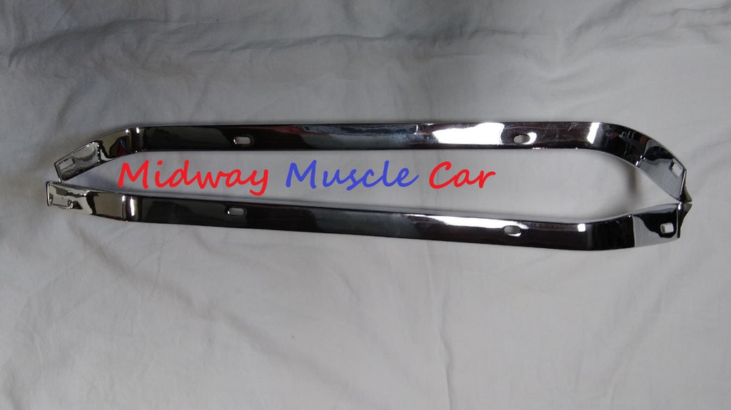 NEW chrome front lower valance panel moldings w/ holes (pr) 1969 69 Pontiac GTO