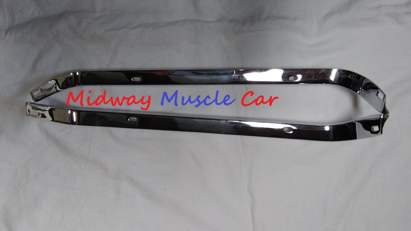 NEW chrome front lower valance panel moldings w/ holes (pr) 1969 69 Pontiac GTO