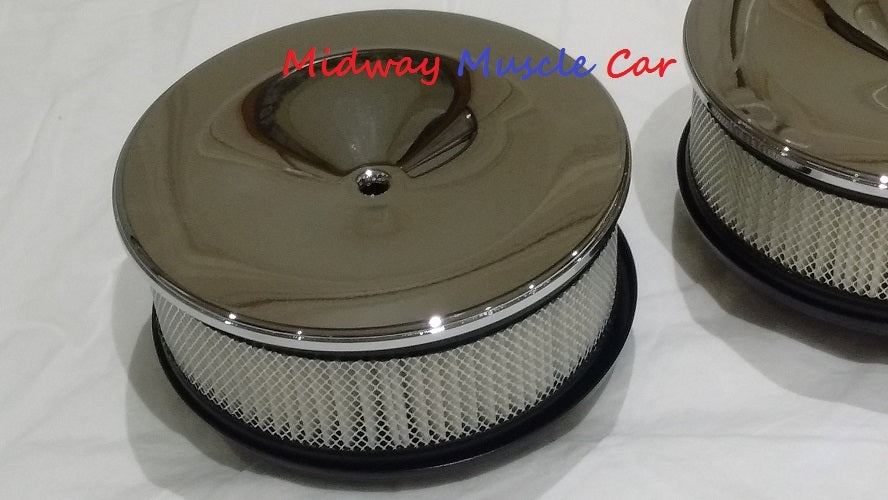 chrome tri-power air cleaner set lid base & filter Pontiac GTO Olds Cutlass 442