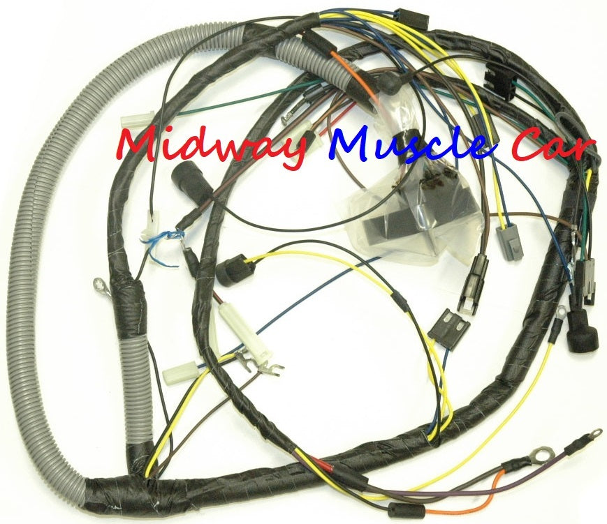 engine wiring harness  1974 74  Pontiac GTO Ventura console gauges & shaker hood