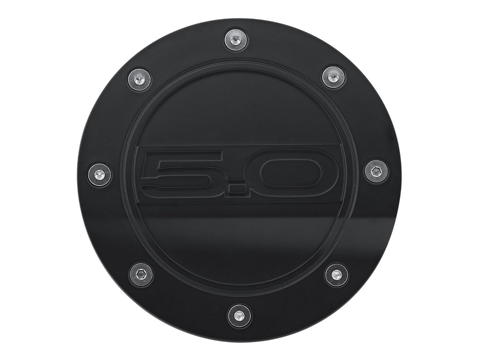 all Black Gas Fuel Door Cover Embossed 5.0  2015-18 Ford Mustang