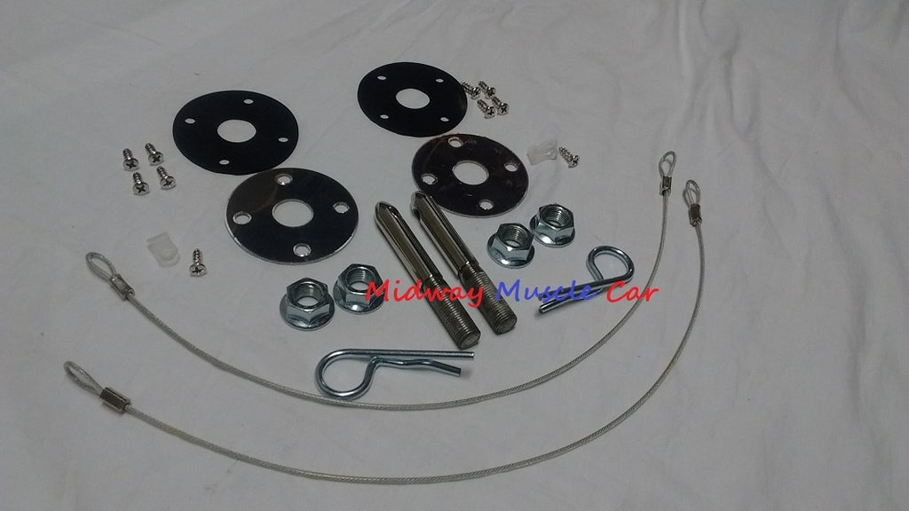 NEW CHROME hood hold down pin kit 64-72 Chevy Camaro GTO Cutlass Chevelle 442 GS
