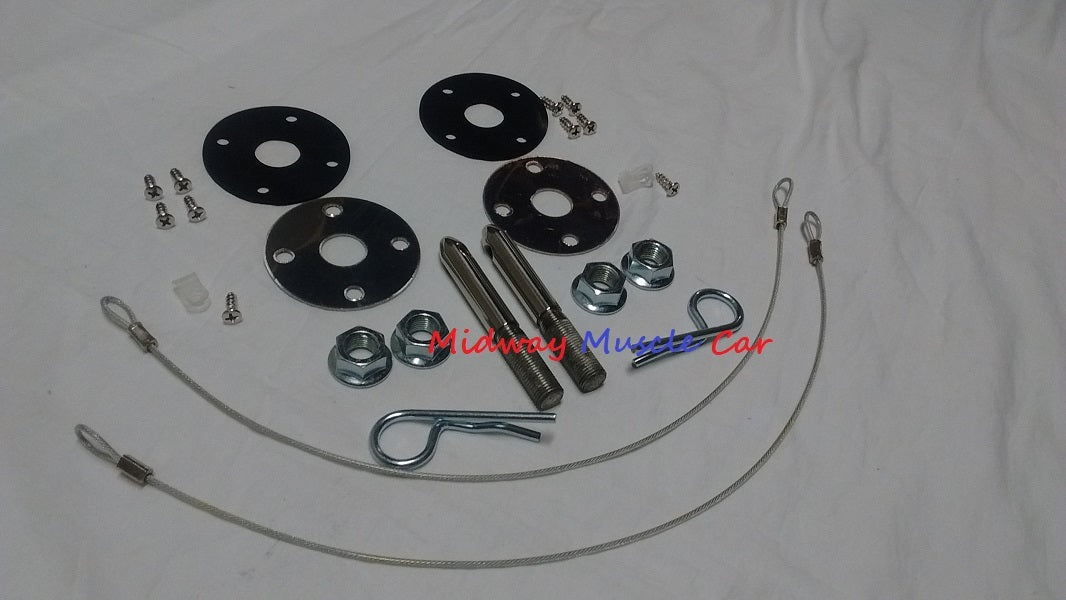 NEW CHROME hood hold down pin kit 64-72 Chevy Camaro GTO Cutlass Chevelle 442 GS