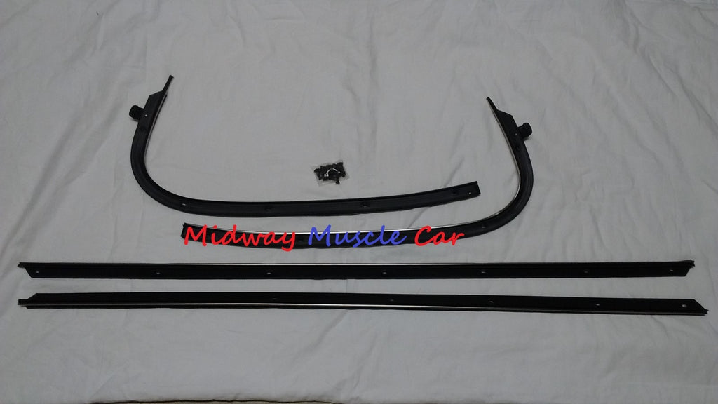 front & rear outer window felt fuzzy sweeps set with screws 68-72 Pontiac GTO