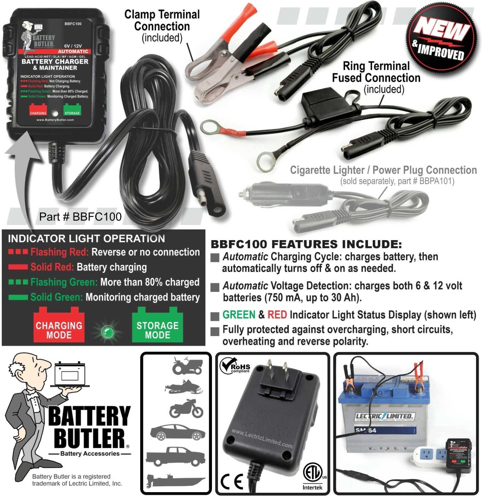battery butler 12 volt tender storage trickle charge  Olds Buick Harley Davidson